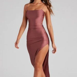Rose Gold Special Occasion High-Slit Formal Dress